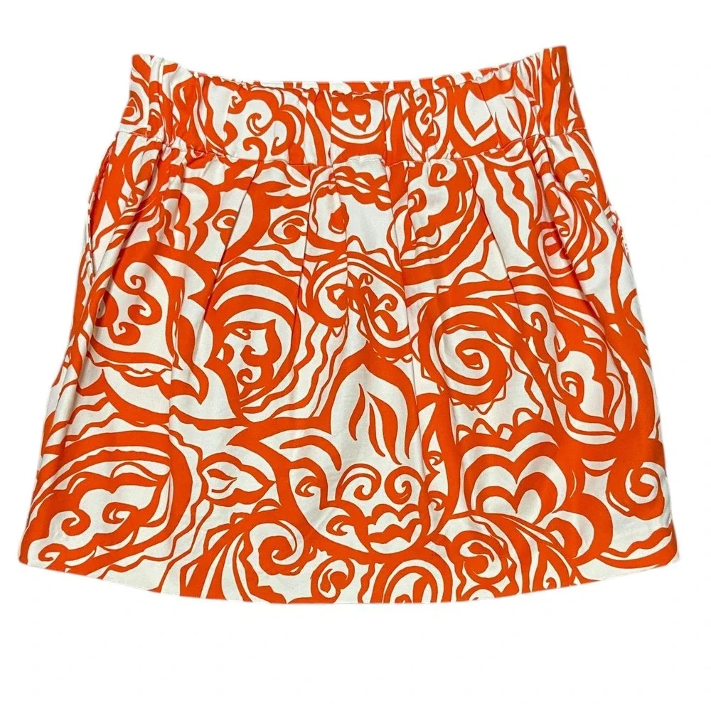 Merona Abstract Paisley Mini Skirt Elastic Back Tropical Boho Retro Resortwear L